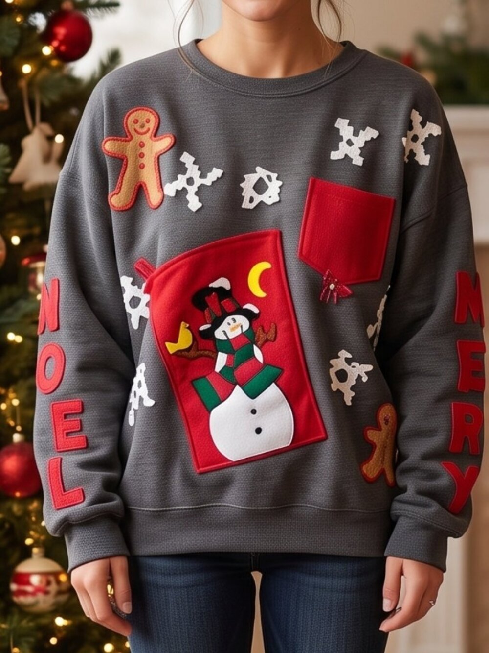 1974 Mint UGLY CHRISTMAS Sweater Hanes 2xl Size XXL Vintage 50YR OLD Patchwork
